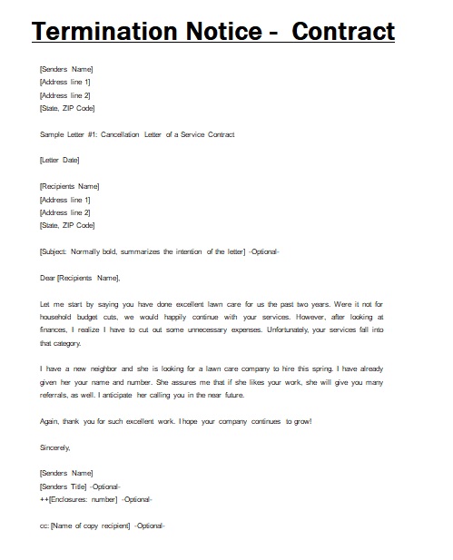 Contract Cancellation Letter Template from www.sampleformats.org