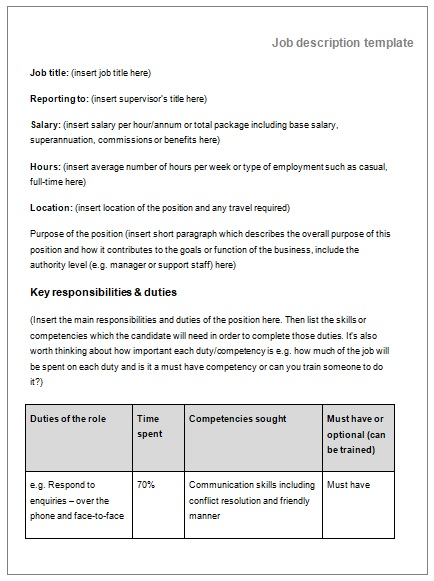 Job Duties Template from www.sampleformats.org