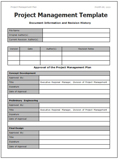 Project Management Document Templates from www.sampleformats.org