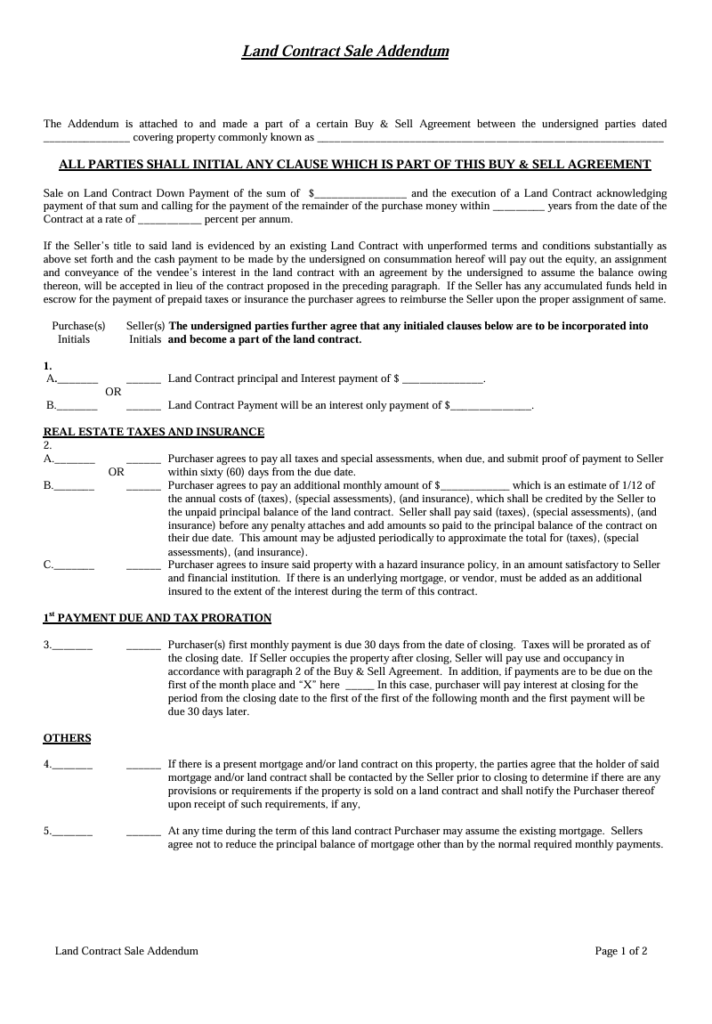 Land Purchase Contract Format
