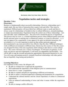 Negotiation Planning Template Pdf Sample Formats