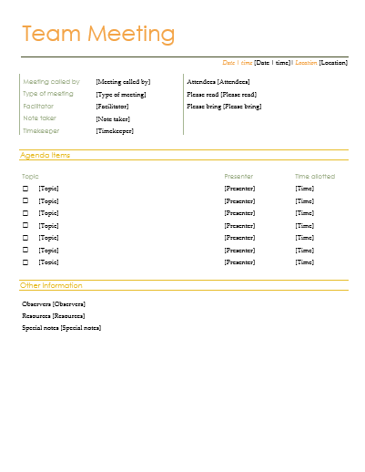 Meeting Agenda Template