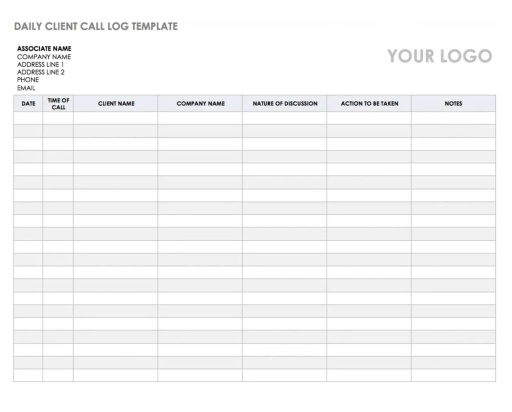 Daily Call Log Format