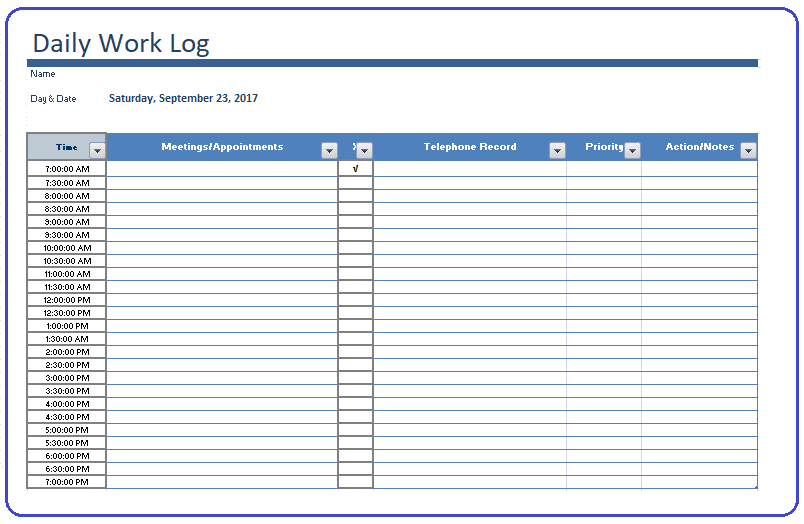 Daily Work Log Templates 10+ Free Word, Excel & PDF Formats
