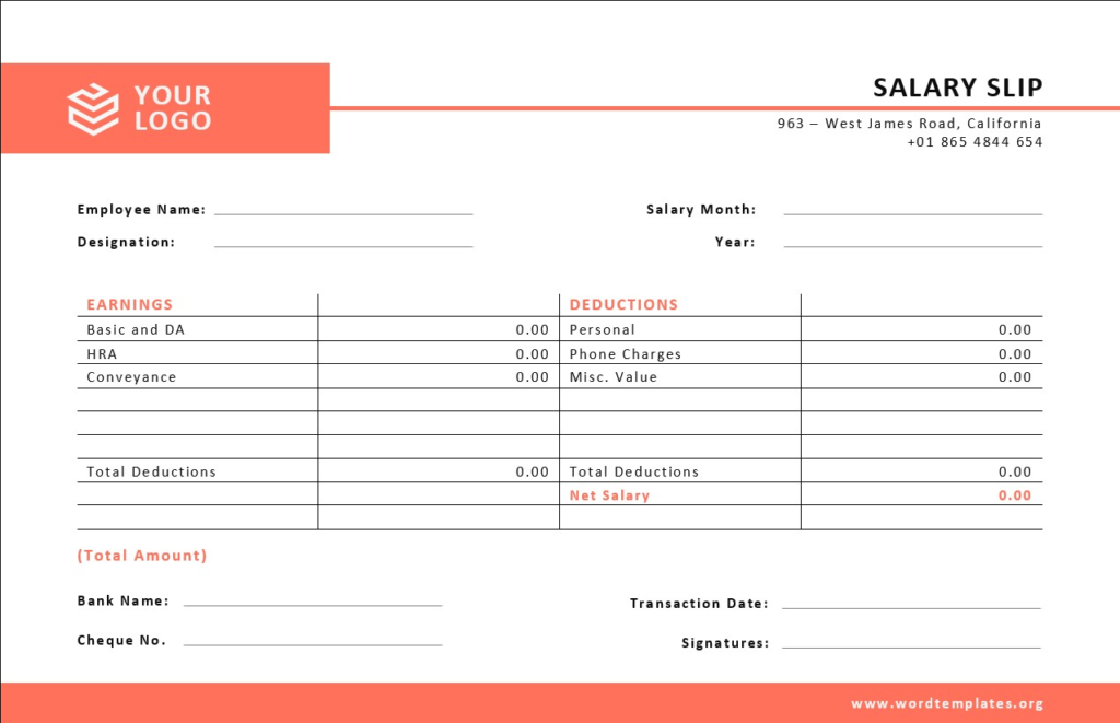 Printable Salary Slip Template