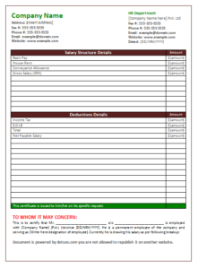 INDIAN SALARY CERTIFICATE FORMAT IN WORD visual data 2