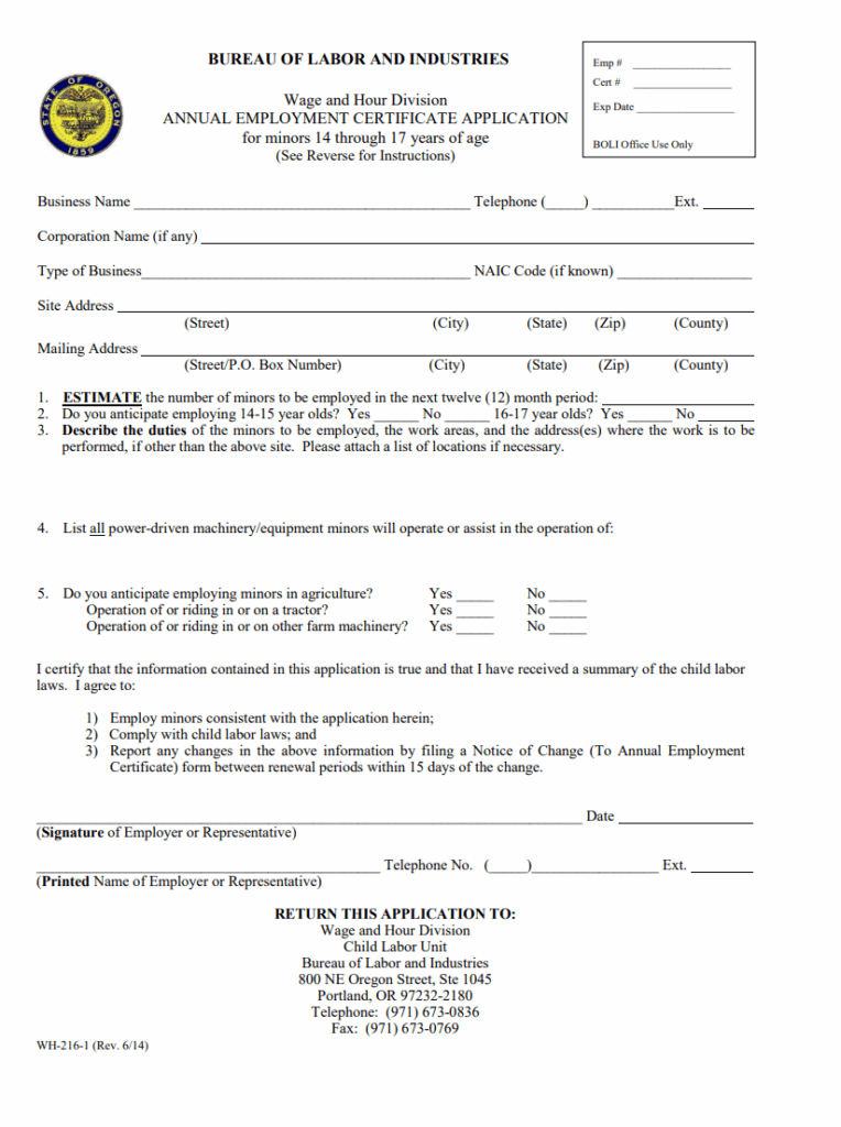 Annual Employment Certificate Template