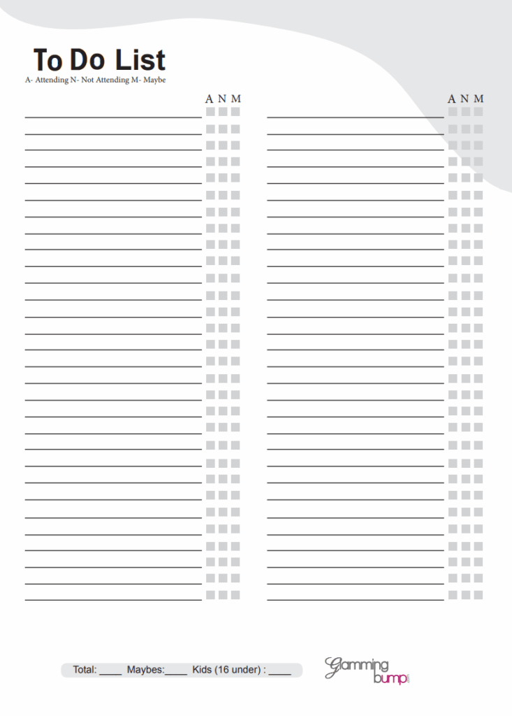 Baby Shower To Do List Template