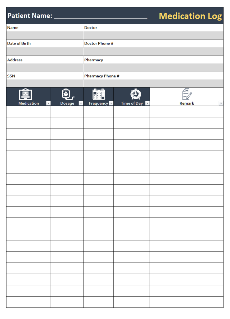 Child Medical Log Format