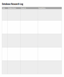 Database Research Log Template | Free Sample Formats