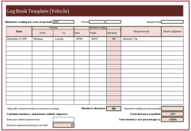 sample log book report pdf