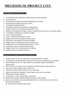 Mechanical Project List Template | Free Sample Formats