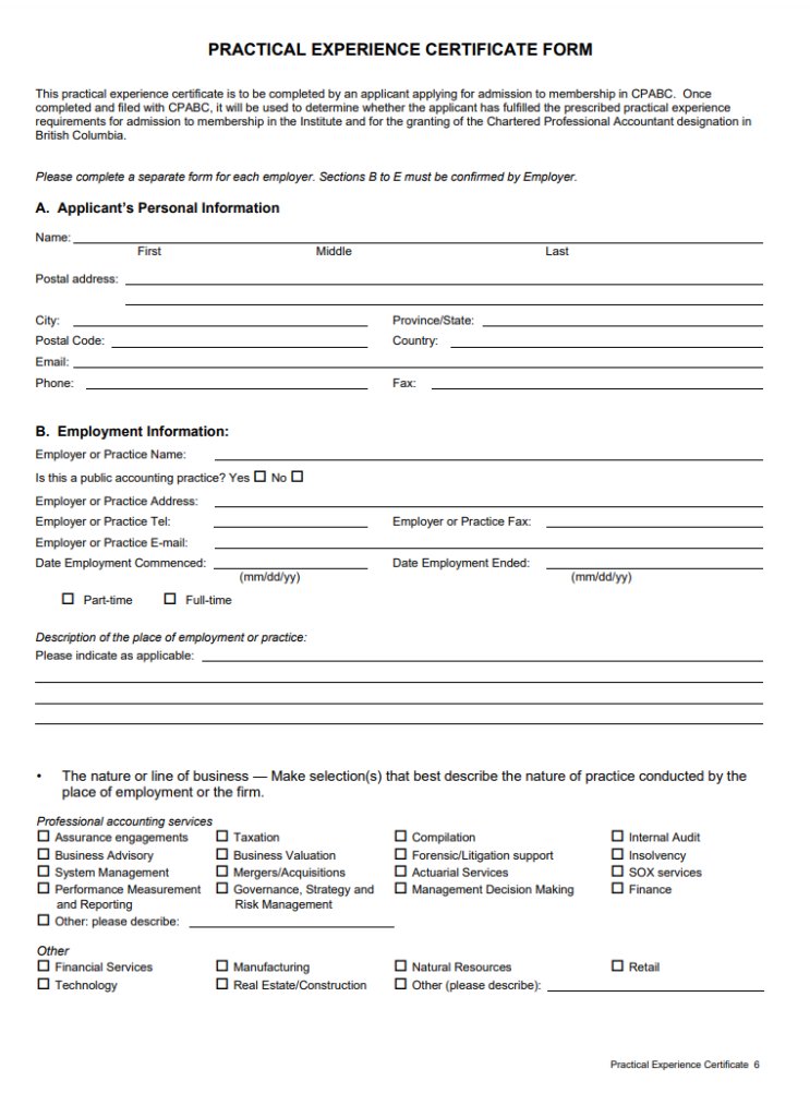 Practical Experience Certificate Template