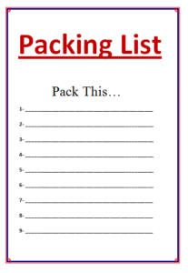 Working Packing List Professional Packing List Template | Free Sample Formats