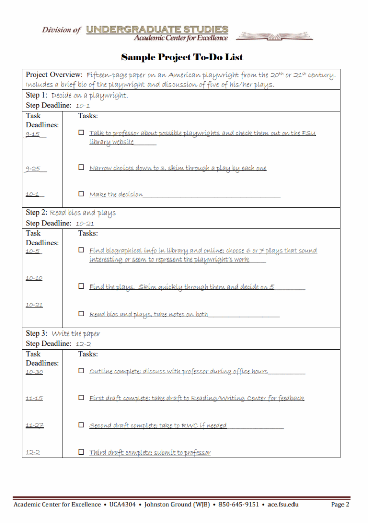 Project To Do List Template