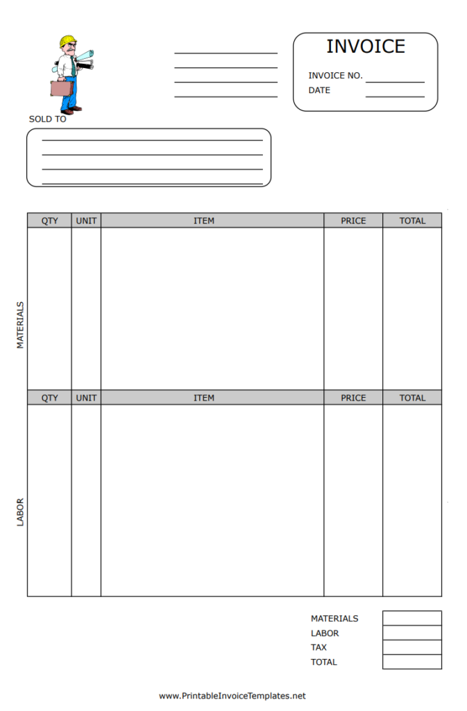 Business Contractor Receipt Template