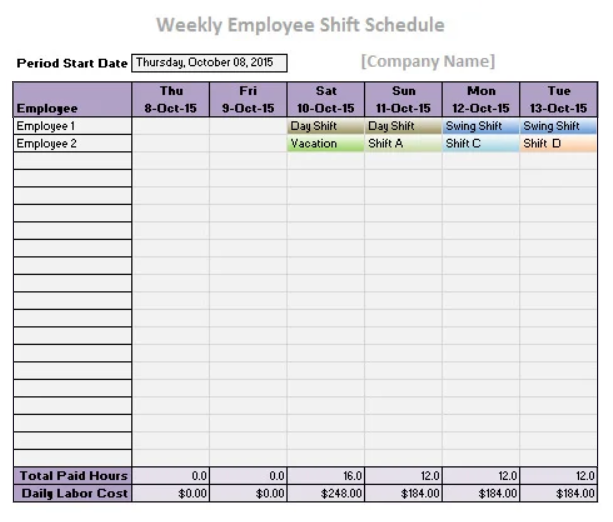 Work Schedule Templates | 12+ Free Word, Excel & PDF Formats, Samples ...