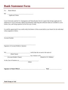 Free Bank Statement Form | Free Sample Formats