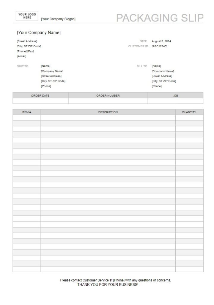 Packing Slip Form | Free Sample Formats