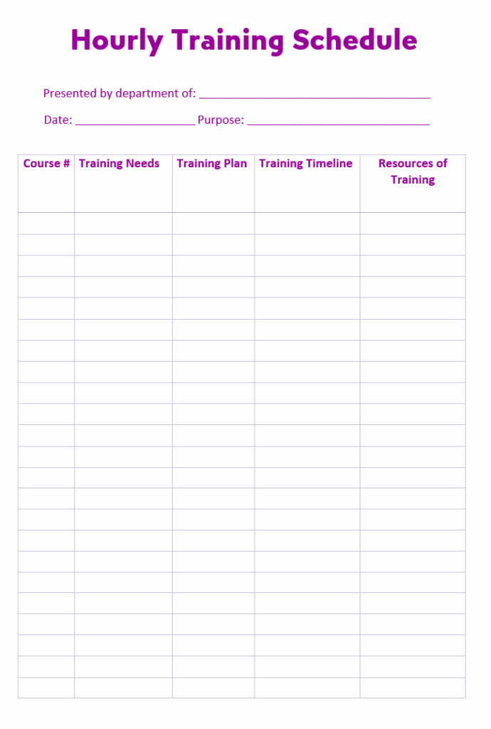 Hourly Training Schedule Format
