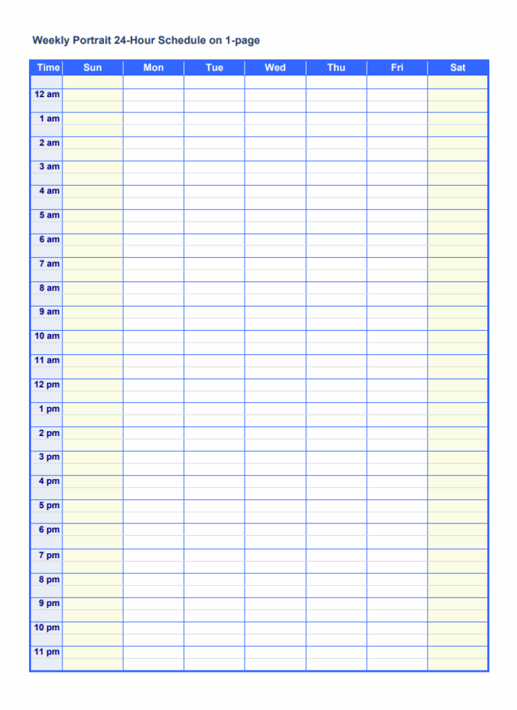 Professional Hourly Schedule Format