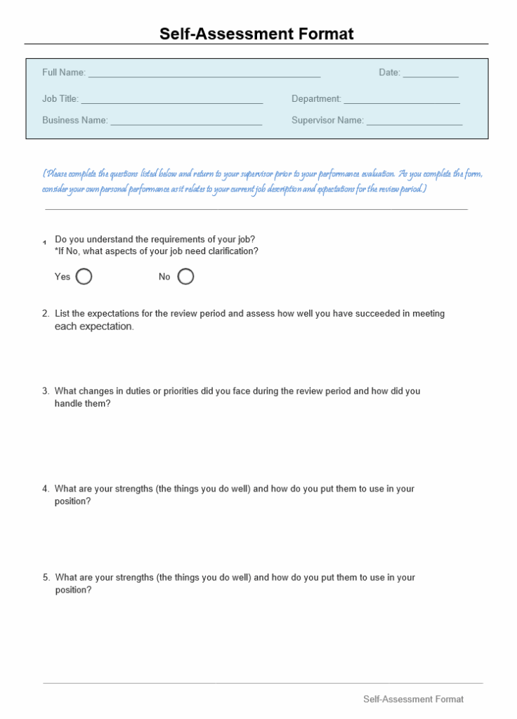 Self-Assessment Format