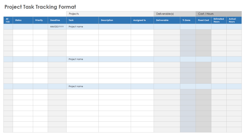 Project Task Tracking Format